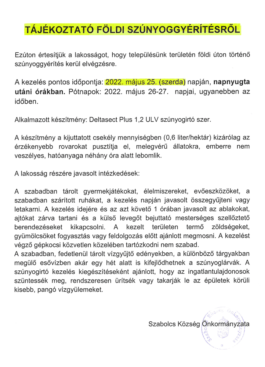 Tajekoztato szunyoggyerites